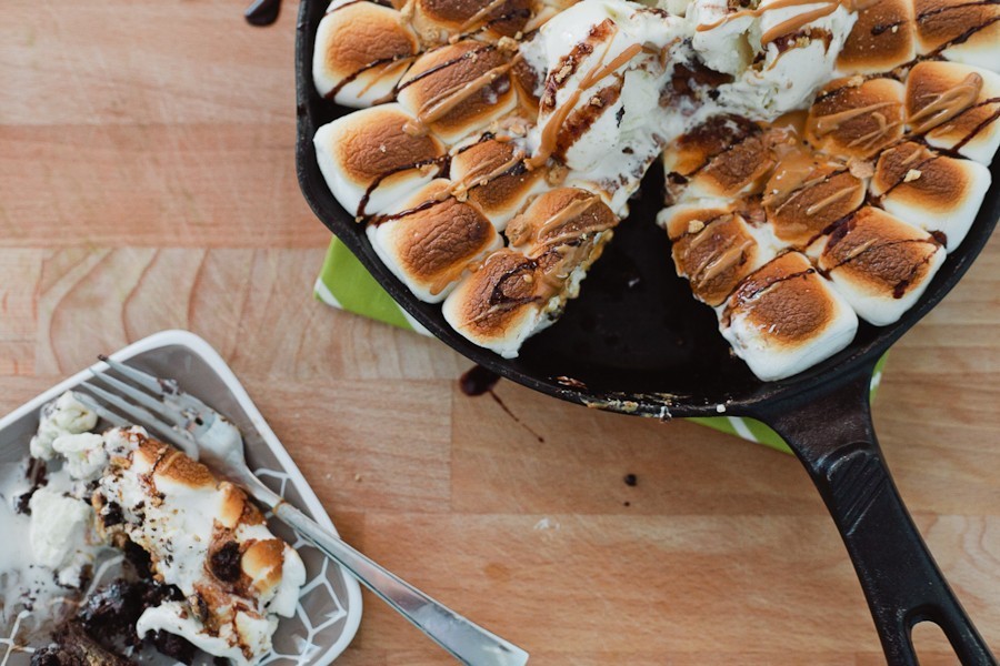 #SmoresWeek Dark Chocolate Peanut Butter Smores Skillet Cookie by Fresh Mommy Blog-1