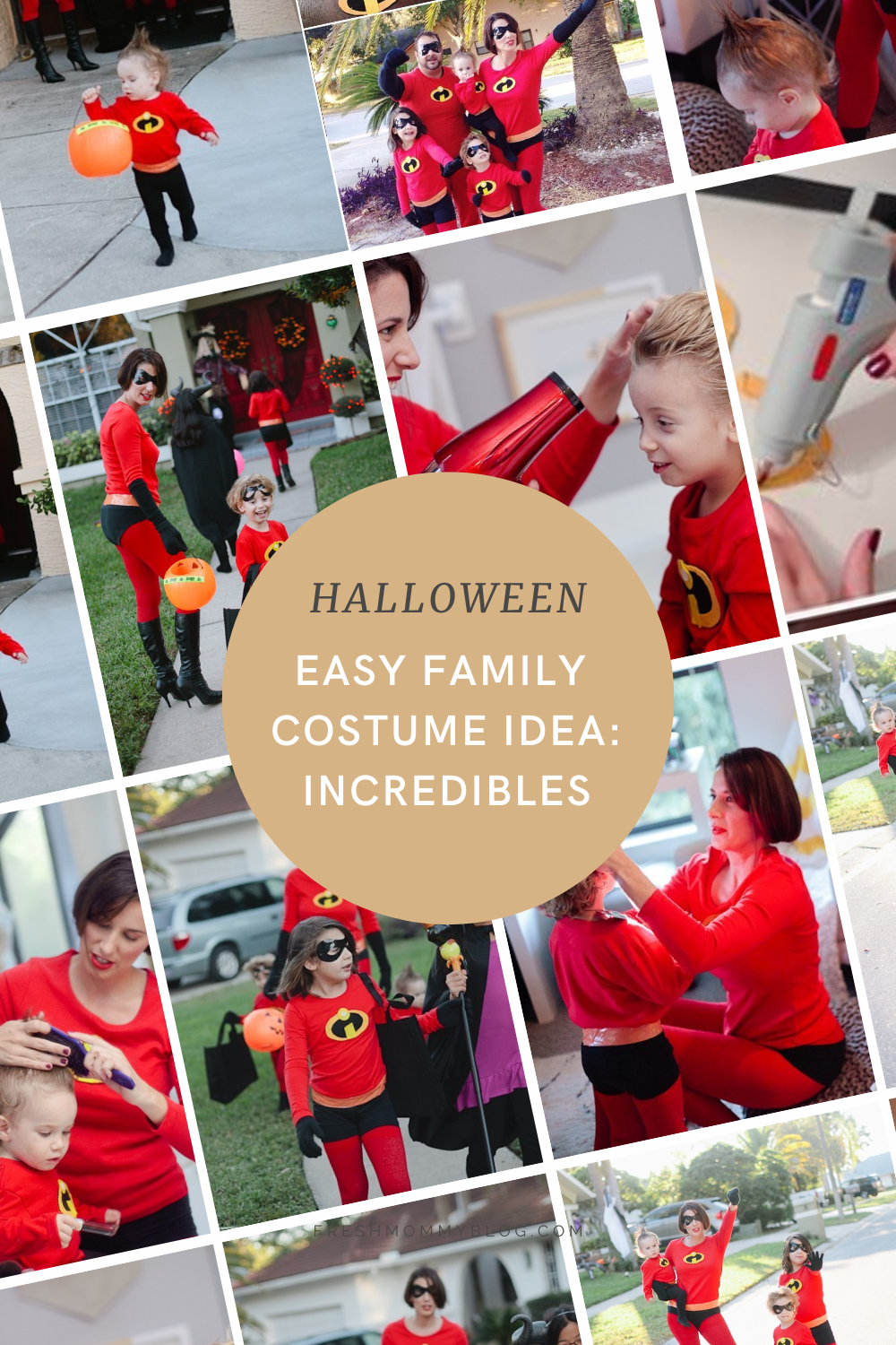 Family Halloween Costume Idea from the Incredibles movie. Easy DIY and affordable for a family on a budget.