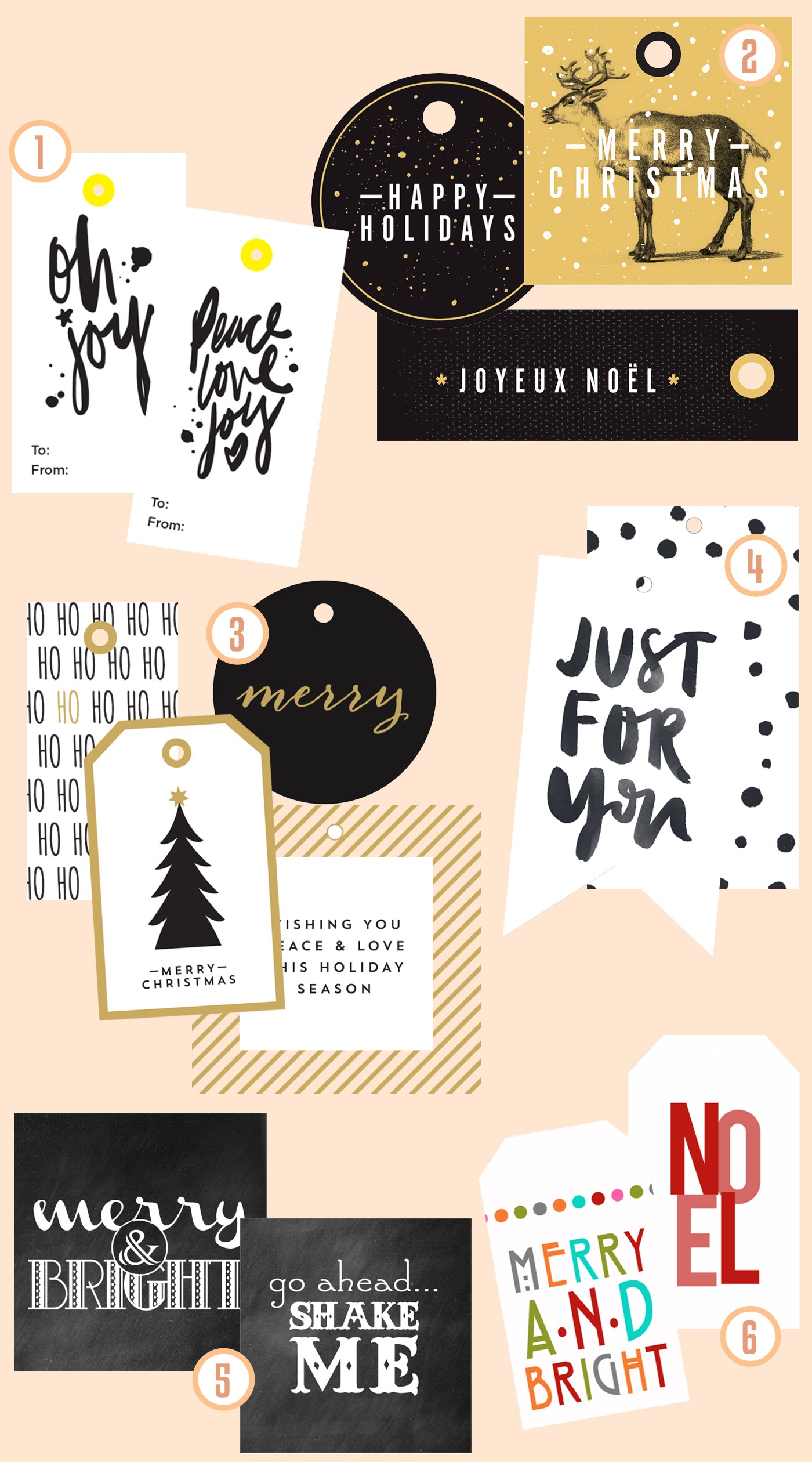 6 beautiful, creative and FREE Christmas gift tags