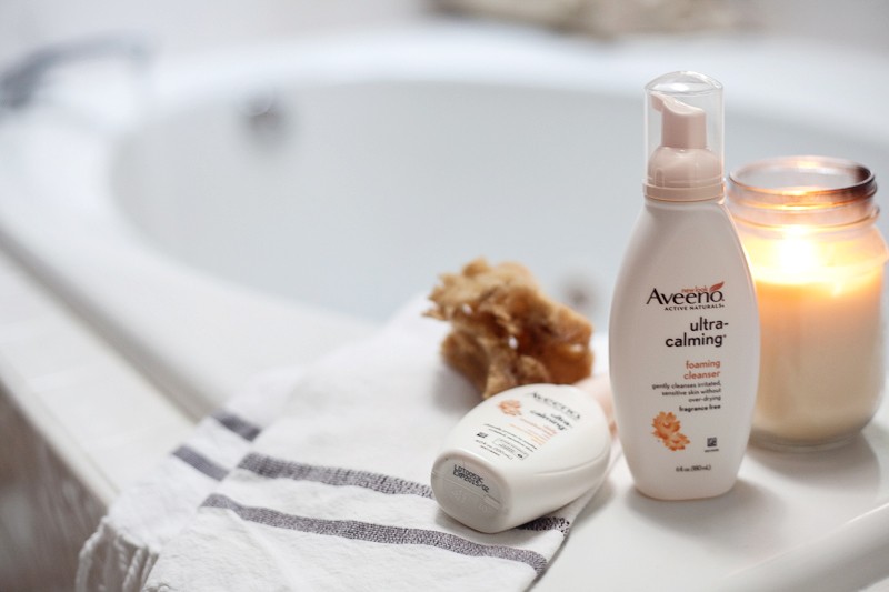 Create a spa night at home to relax and rejuvenate with AVEENO® ULTRA-CALMING® face wash and moisturizer!