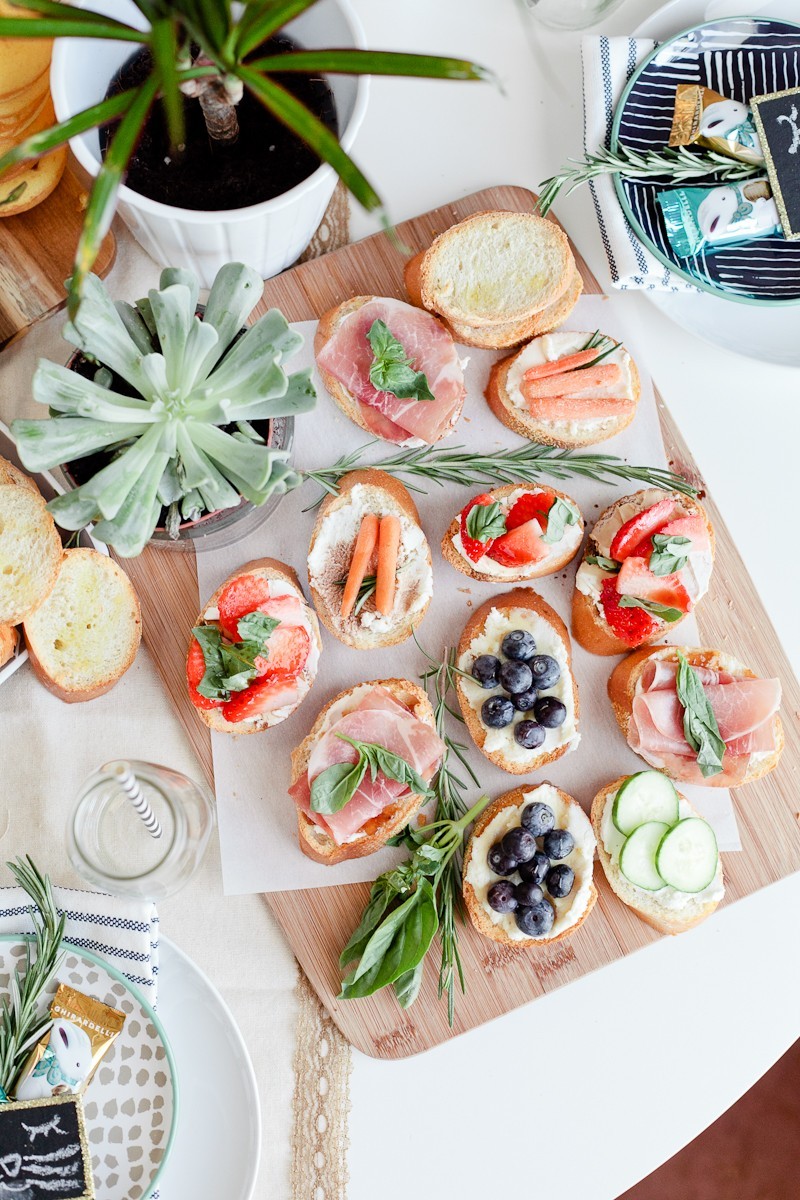 Simply Delicious Easter Crostini Brunch with donuts and Ghiradelli chocolate!