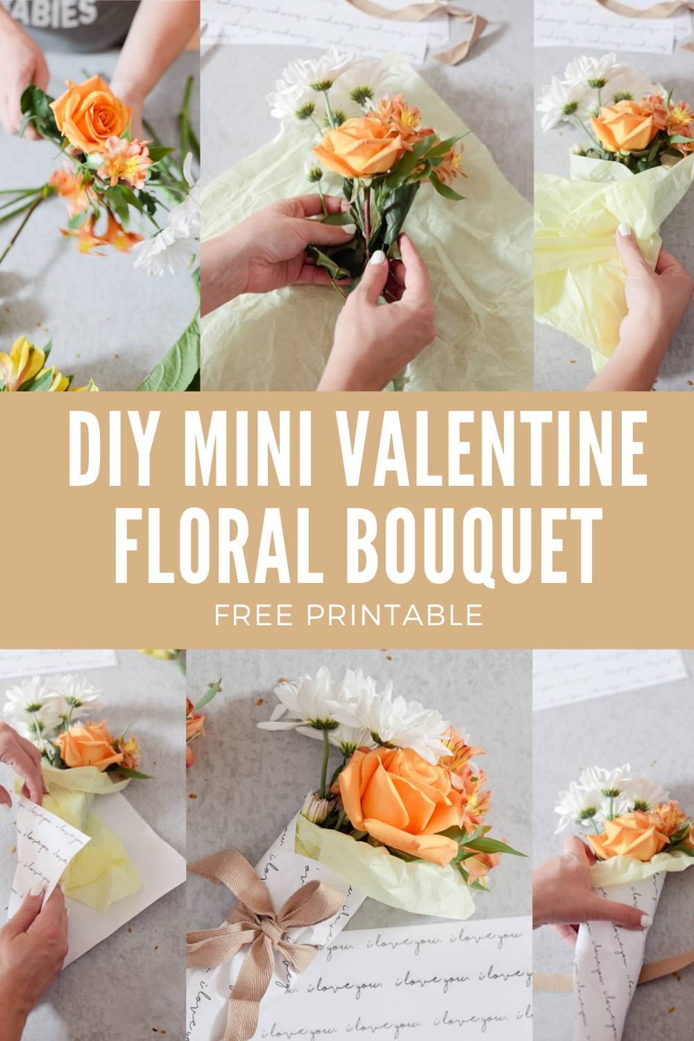 Make your own mini Valentine Floral Bouquet - we show you step by step how to make your grocery store flowers extra special.