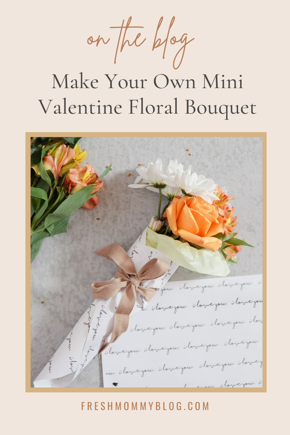 Make your own mini Valentine Floral Bouquet - we show you step by step how to make your grocery store flowers extra special.