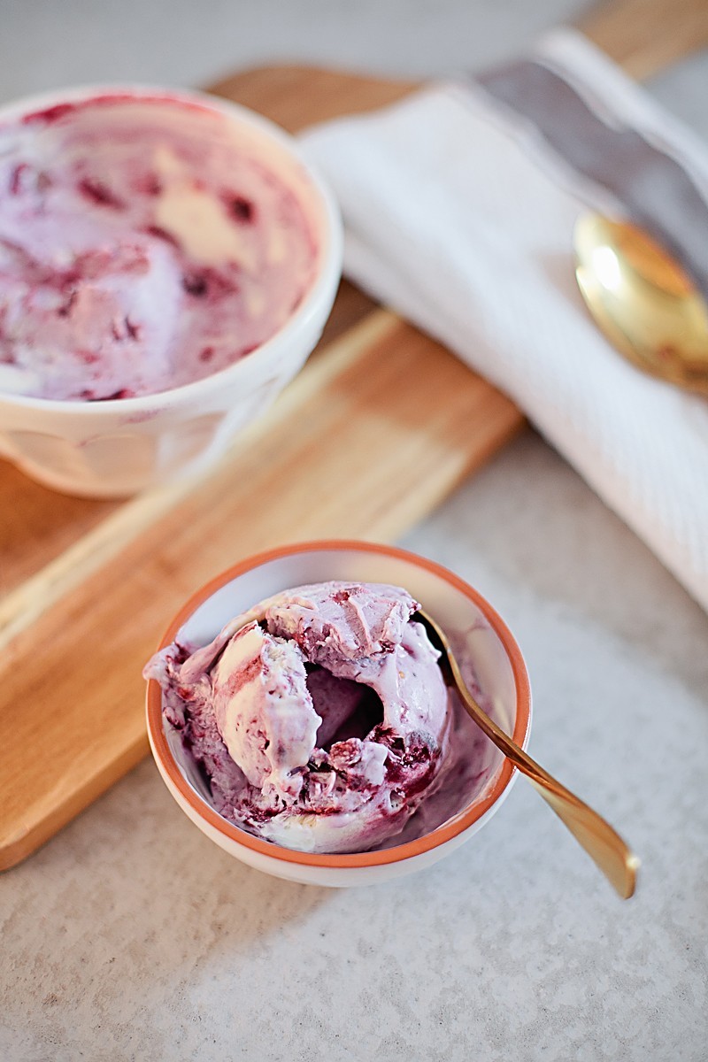 A simple recipe for the best blueberry cheesecake ice cream!! It's like your own custard at home! 