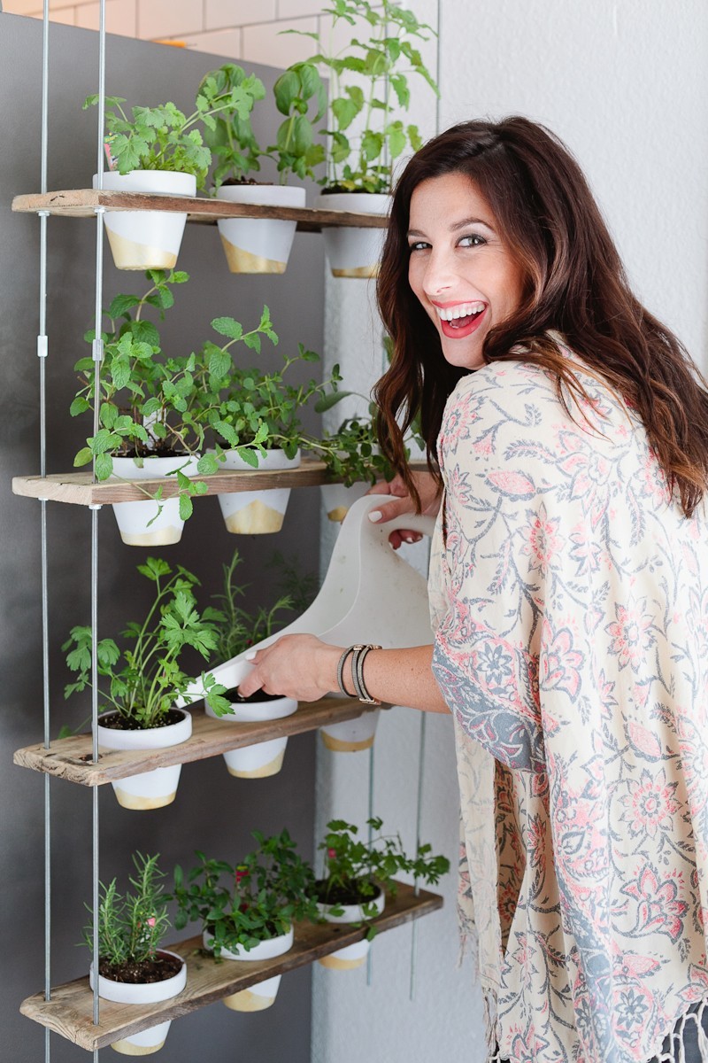 Custom Potted Hanging Herb Garden. An easy DIY for your home from Fresh Mommy Blog! - Hanging Herb Garden DIY by popular Florida lifestyle blogger Fresh Mommy Blog