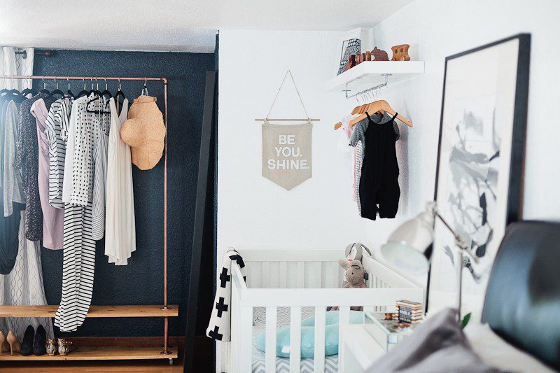 A Redesigned Master Bedroom and Nursery Suite in Navy (Chimney Smoke from Valspar) Blue and White with Fresh Mommy Blog and Valspar Paint Zero VOC