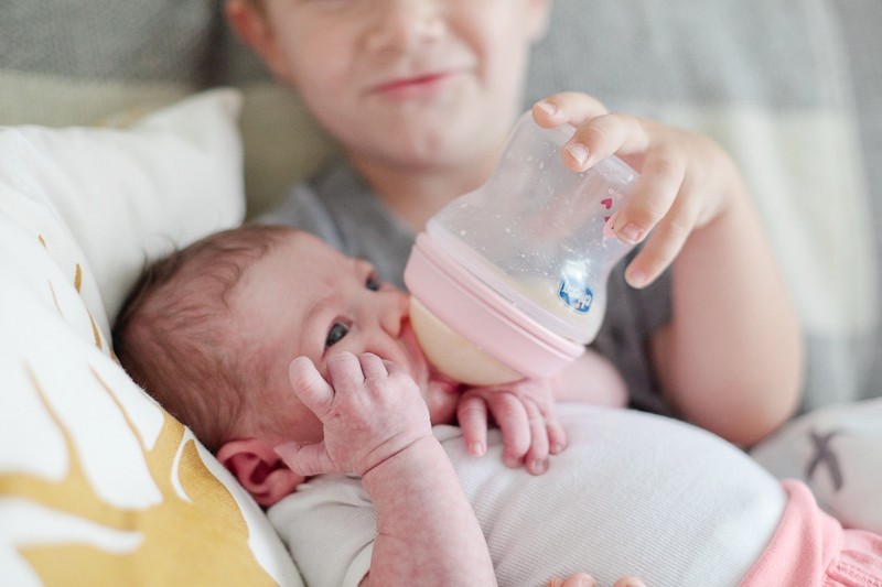 Giving mama a break and giving a bottle to newborn baby Aria-17