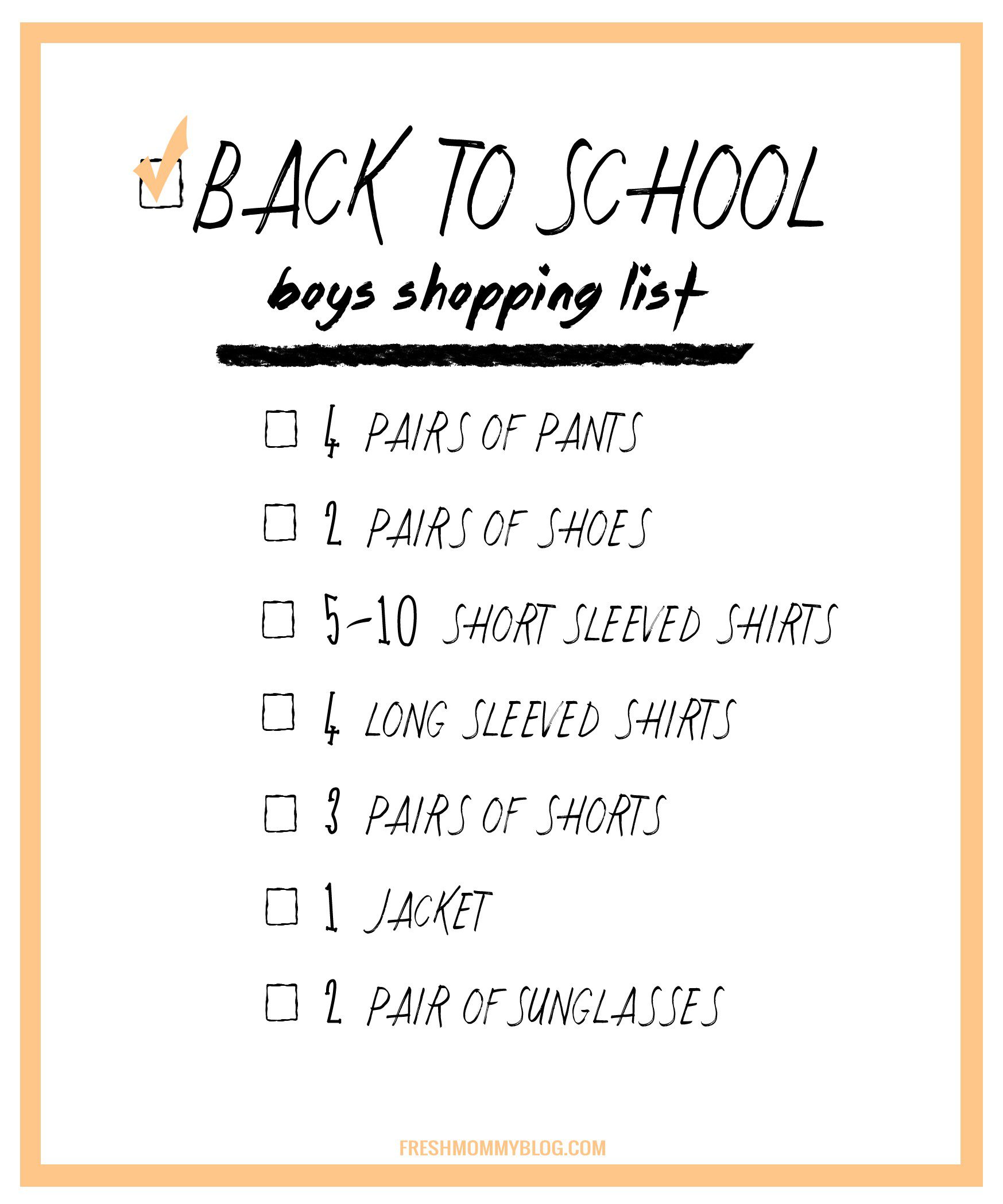 Back to School Shopping Checklist for a killer wardrobe for school. Download the list for boys.