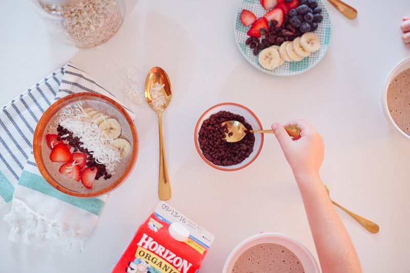 Simplify the morning routine with a smoothie bowl! And set up a topping bar to make it fun and interactive for the kids!