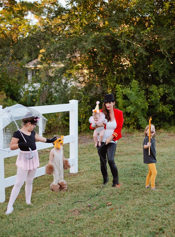 A DIY Family Circus Costume complete with Strong Man, Lion Tamer - Ring Master, Lion, Acrobat, Fire Breather and Clown! featured by popular Florida lifestyle blogger Fresh Mommy Blog