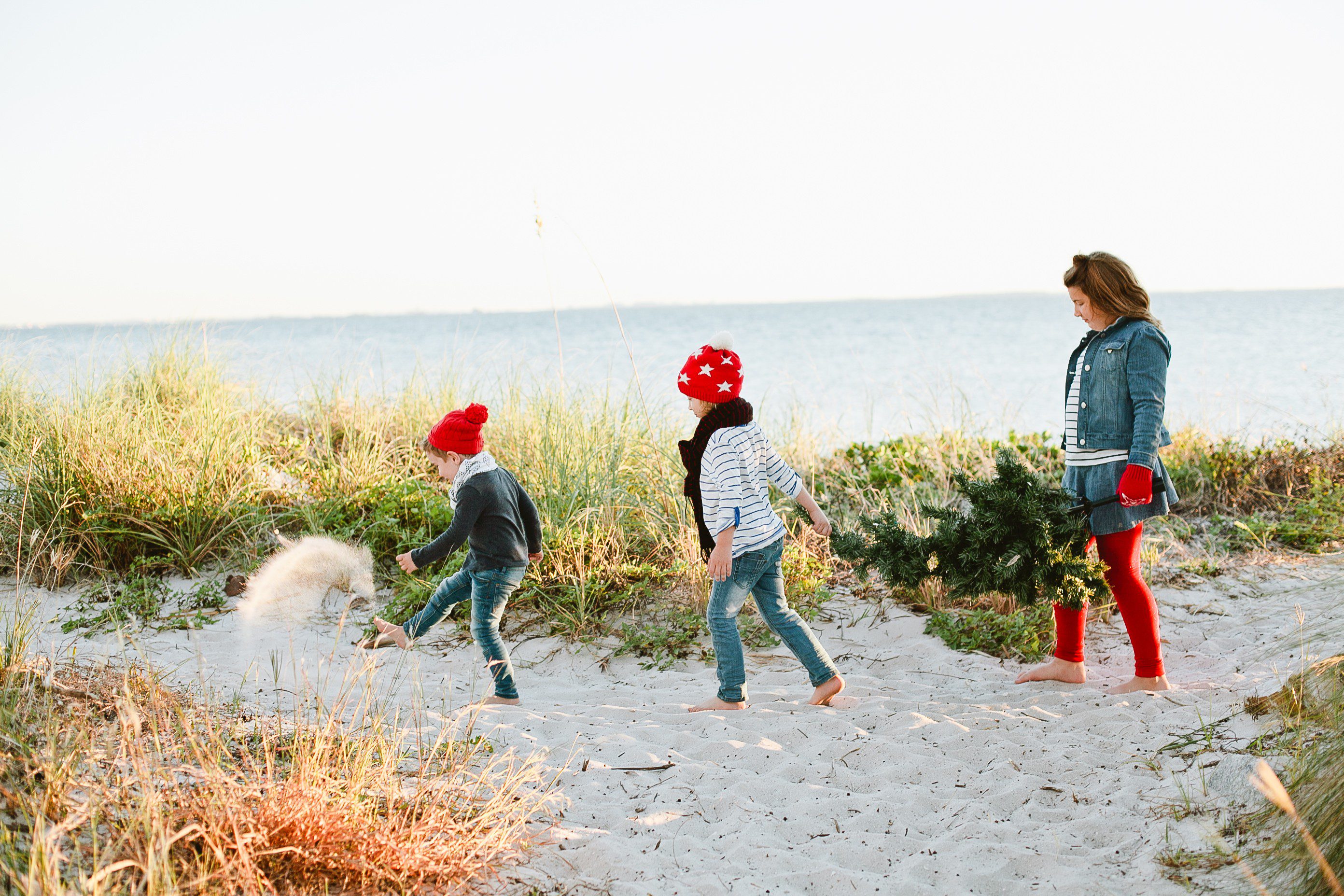 A frolicking, fun, family Christmas card photo shoot at the beach!