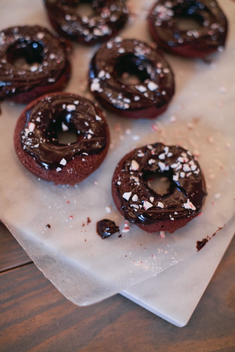 Peppermint Mocha Donuts. A sweet, but not too overpowering recipe perfect for a weekend morning, as dessert or for any celebration, especially during the holidays!