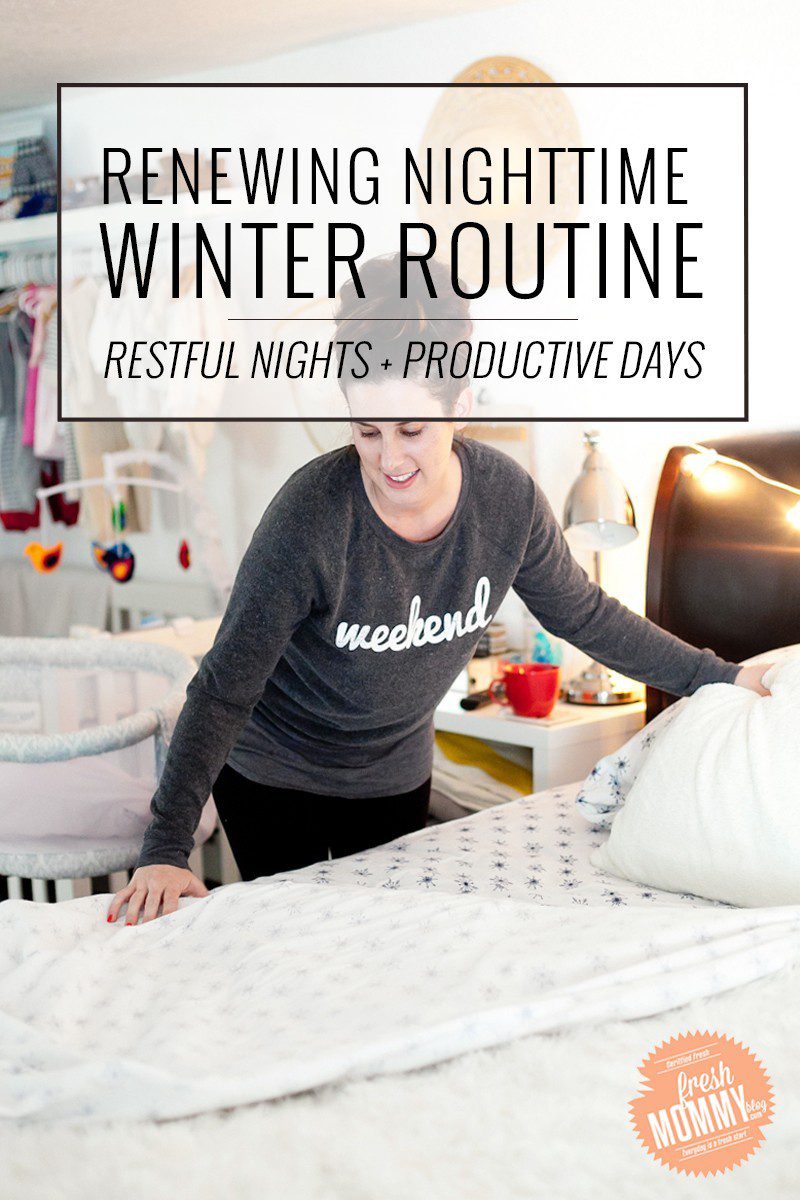 Back up a great morning routine with the ultimate renewing nighttime routine! This is my renewing nighttime winter routine that helps me to destimulate and destress in the evenings for more restful nights and more productive days!
