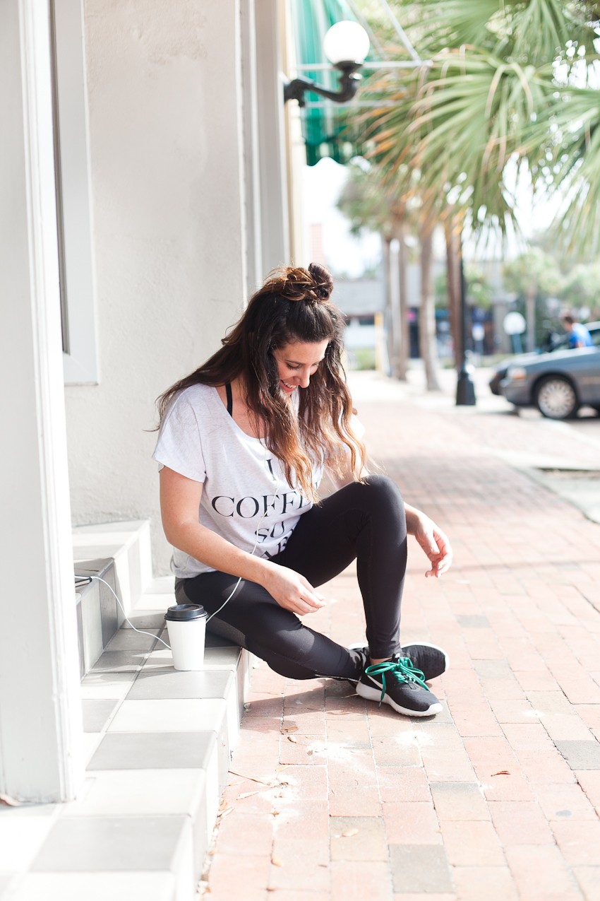 One trend I'm excited is actually gaining momentum instead of petering out with the new year is athleisure wear + pairs perfectly with this I Coffee So Hard tee! Workout fashion, whether hitting the gym or just staying in style for coffee.