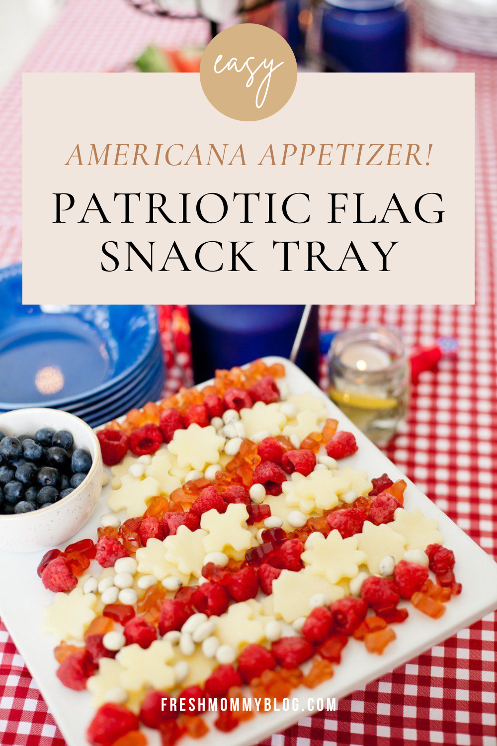 Patriotic Flag Snack Tray (Easy 4th of July Appetizer!)
This patriotic flag snack tray is the easiest, most festive appetizer for your 4th of July party — made with fresh fruit, cheese, and a few simple ingredients. Kids love it!