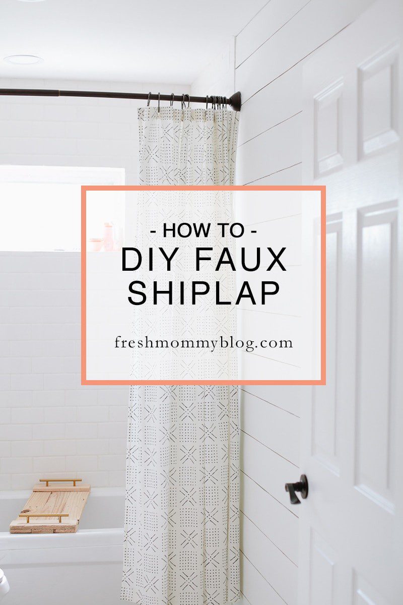 How to create DIY faux shiplap walls on the cheap. A bright white bathroom remodel update with DIY shiplap walls on a budget. 