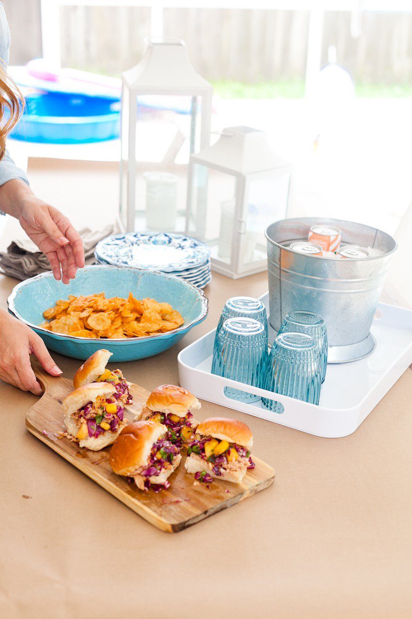 Easy Entertaining and BBQ Hawaiian Chicken Sliders recipe. Great summer backyard barbecue ideas featured by popular Florida foodie blogger Fresh Mommy Blog
