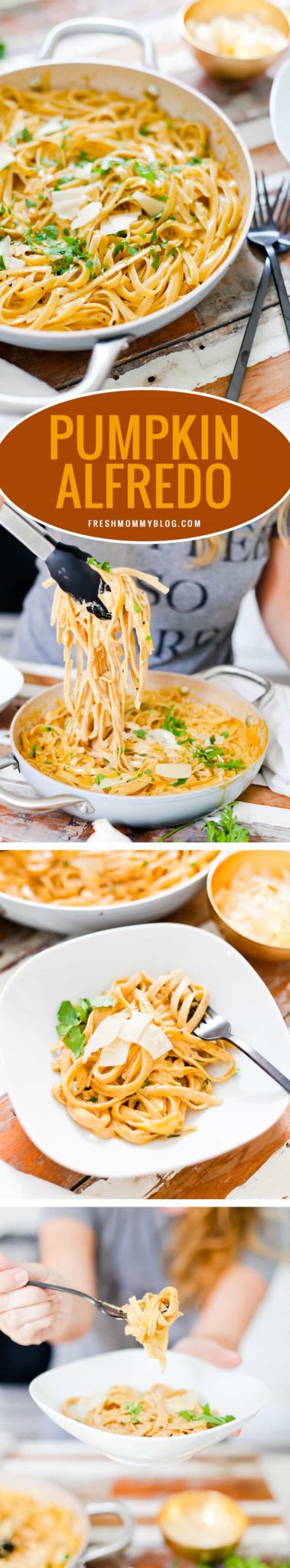 YUMMM is all I can say! I know why you're here: it starts with PUMPKIN… Pass on the BORING white Alfredo and whip up this creamy pumpkin Alfredo dish that's perfect fall dinner and easy enough for a weeknight meal!