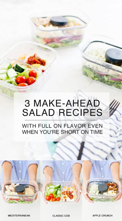 Image showcasing 3 Make Ahead Salad Recipes! | Tabitha Blue of Fresh Mommy Blog