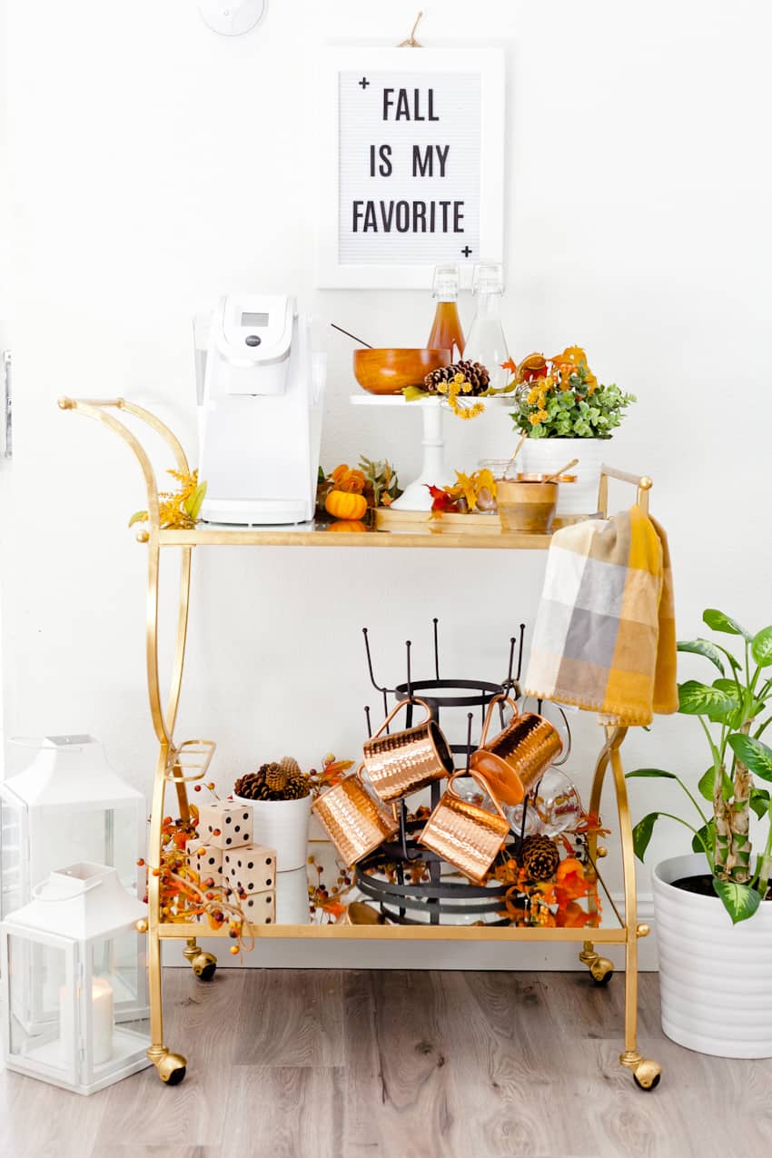 A Fall Coffee Bar Cart with Two Delicious Fall Coffee Recipes + Waffle Brunch