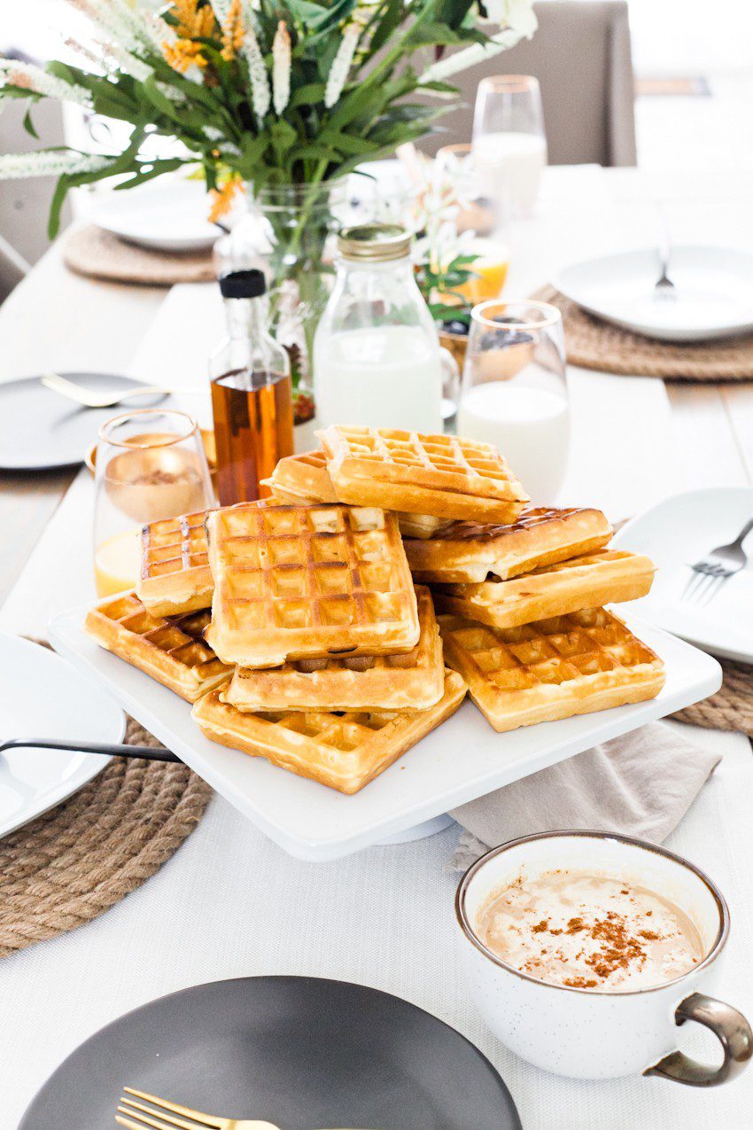 A Simply Delicious Family Brunch of Waffles with Homemade Pumpkin Butter and DIY Jute Placemats!