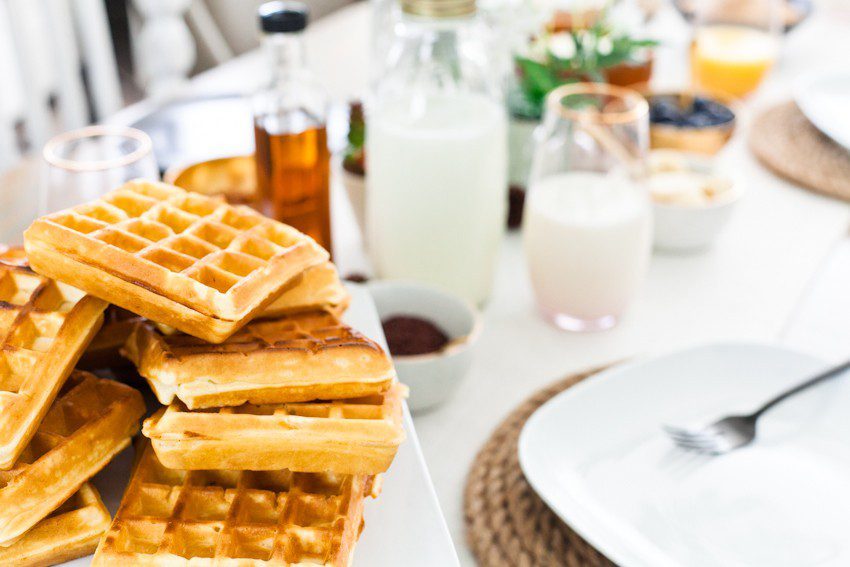 A Simply Delicious Family Brunch of Waffles with Homemade Pumpkin Butter and DIY Jute Placemats!