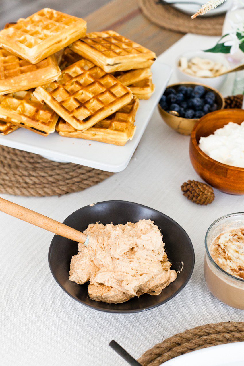 A Simply Delicious Family Brunch of Waffles with Homemade Pumpkin Butter and DIY Jute Placemats!