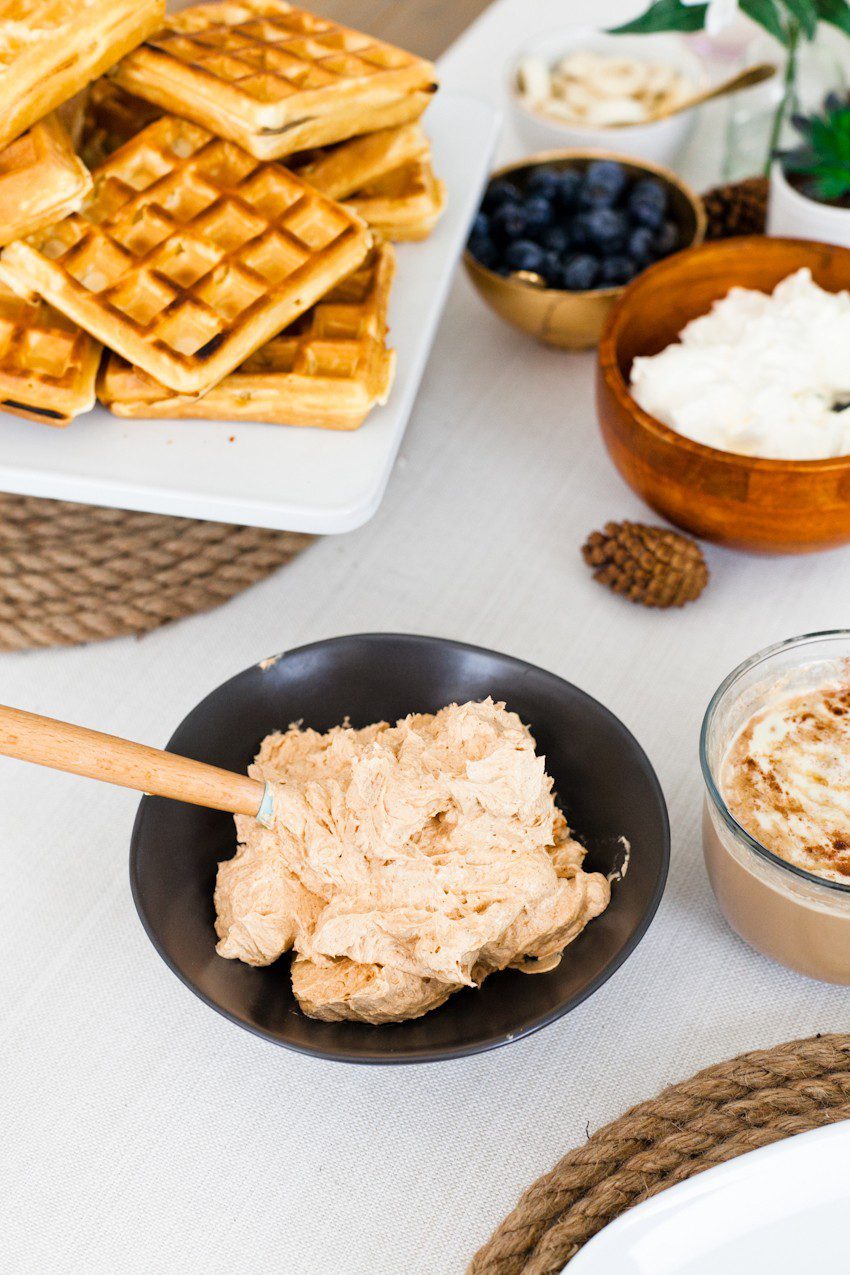 A Simply Delicious Family Brunch of Waffles with Homemade Pumpkin Butter and DIY Jute Placemats!