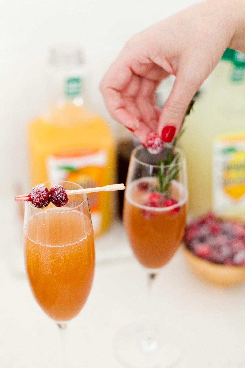A mimosa bar makes a perfect addition to breakfast or brunch, and makes it easy on the hostess as guests can happily serve themselves. Just a small tweak makes it family-friendly, plus we're showing how to make beautiful sugared cranberries for the perfect holiday topper! 