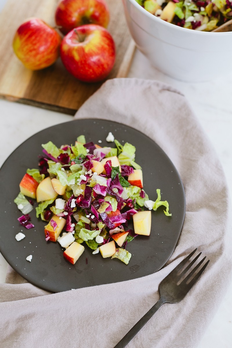 Healthy Apple and Pomegranate Winter Chopped Salad with Pazazz Apples from Tabitha Blue, popular Florida lifestyle blogger - Healthy Apple and Pomegranate Winter Salad Recipe by popular Florida lifestyle blogger Fresh Mommy Blog