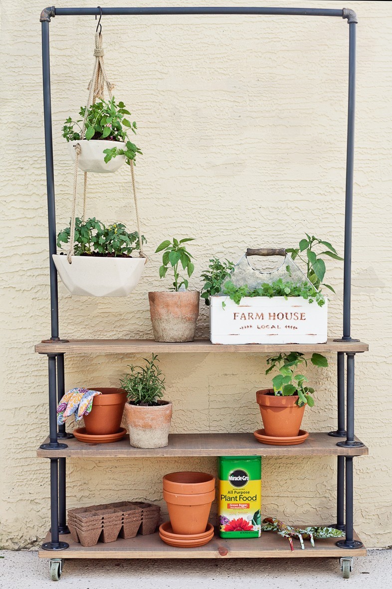 Make Your Own DIY Rolling Garden and Plant Shelf by popular South Florida lifestyle blogger Fresh Mommy Blog