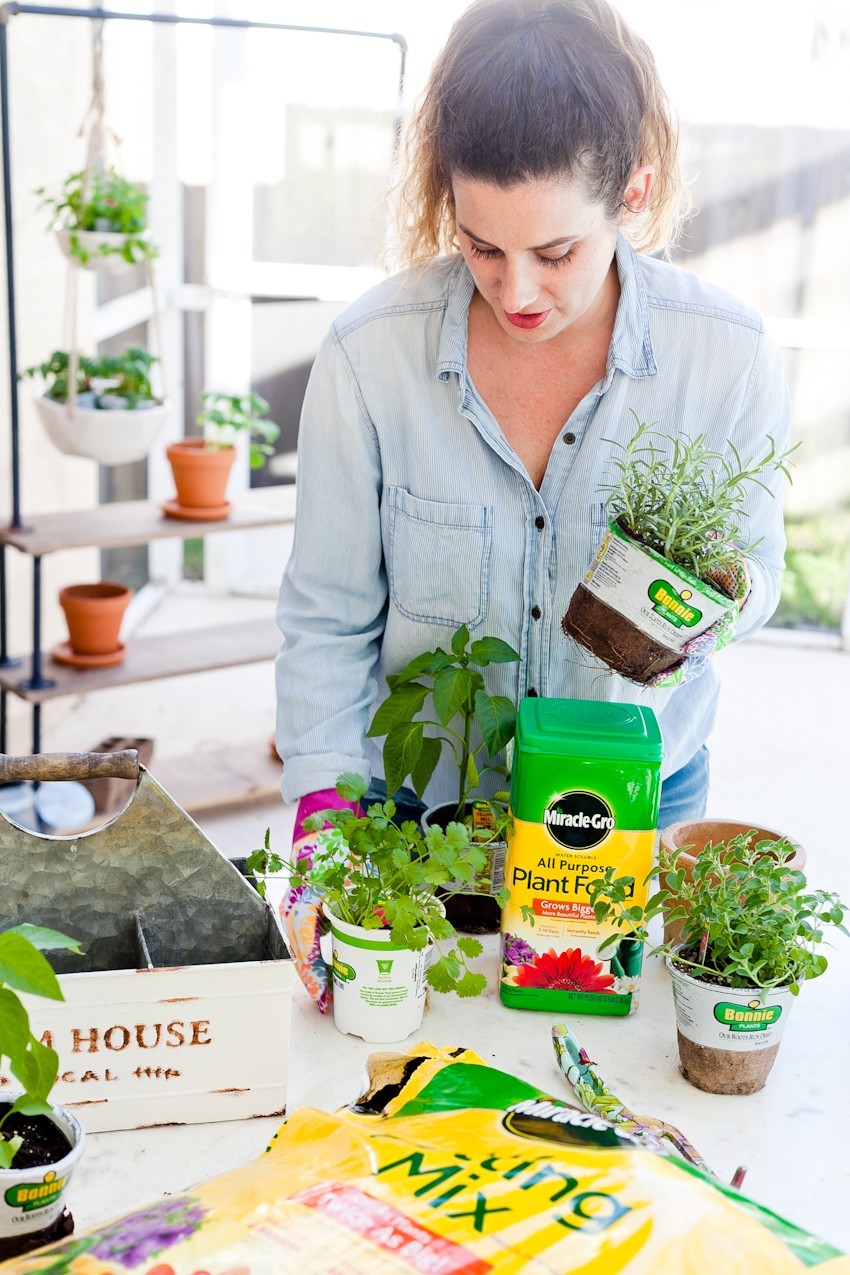 DIY Rolling Vertical Herb Garden and Plant Shelf by popular South Florida lifestyle blogger Fresh Mommy Blog