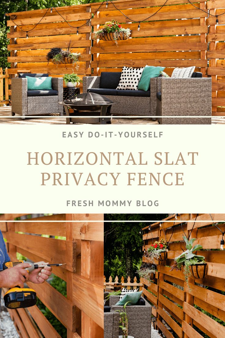 DIY Horizontal Slat Fence and Backyard Makeover. Create a stunning backdrop for your yard with these DIY privacy fence panels. - DIY Horizontal Slat Fence featured by popular Florida lifestyle blogger, Fresh mommy Blog