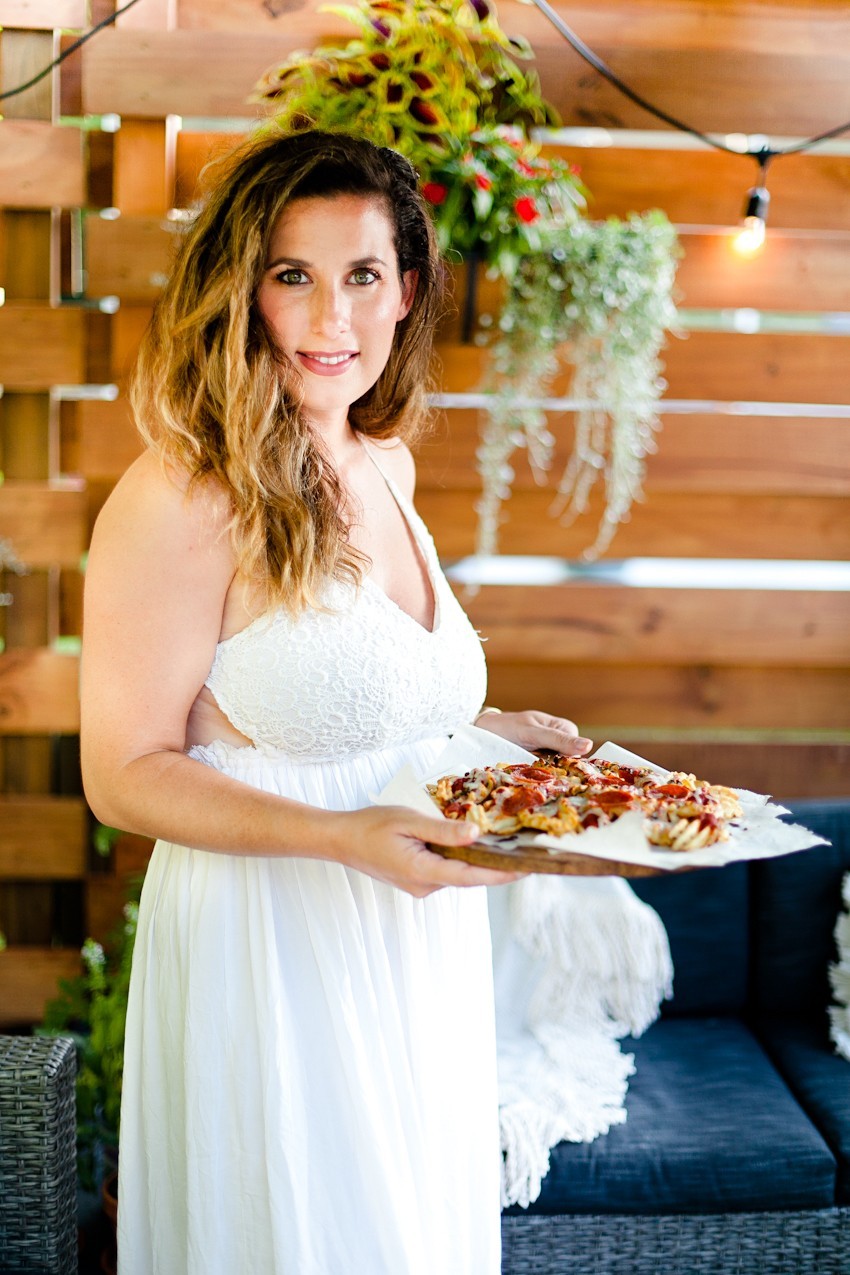 Delicious Pizza Waffle Fries Recipe, perfect for an at home date night and romantic summer date night ideas for parents featured by popular Florida lifestyle blogger Tabitha Blue, Fresh Mommy Blog