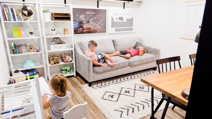 Homeschool Room Ideas, Design and Organization! How we built a homeschool multipurpose room IN our garage featured by popular Florida life and style blogger, Fresh Mommy Blog