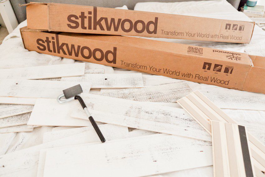 How to Install your Own Reclaimed Wood Ceiling - Master Bedroom Update featured by top Florida lifestyle blog, Fresh Mommy Blog: installing the reclaimed wood ceiling with Stikwood
