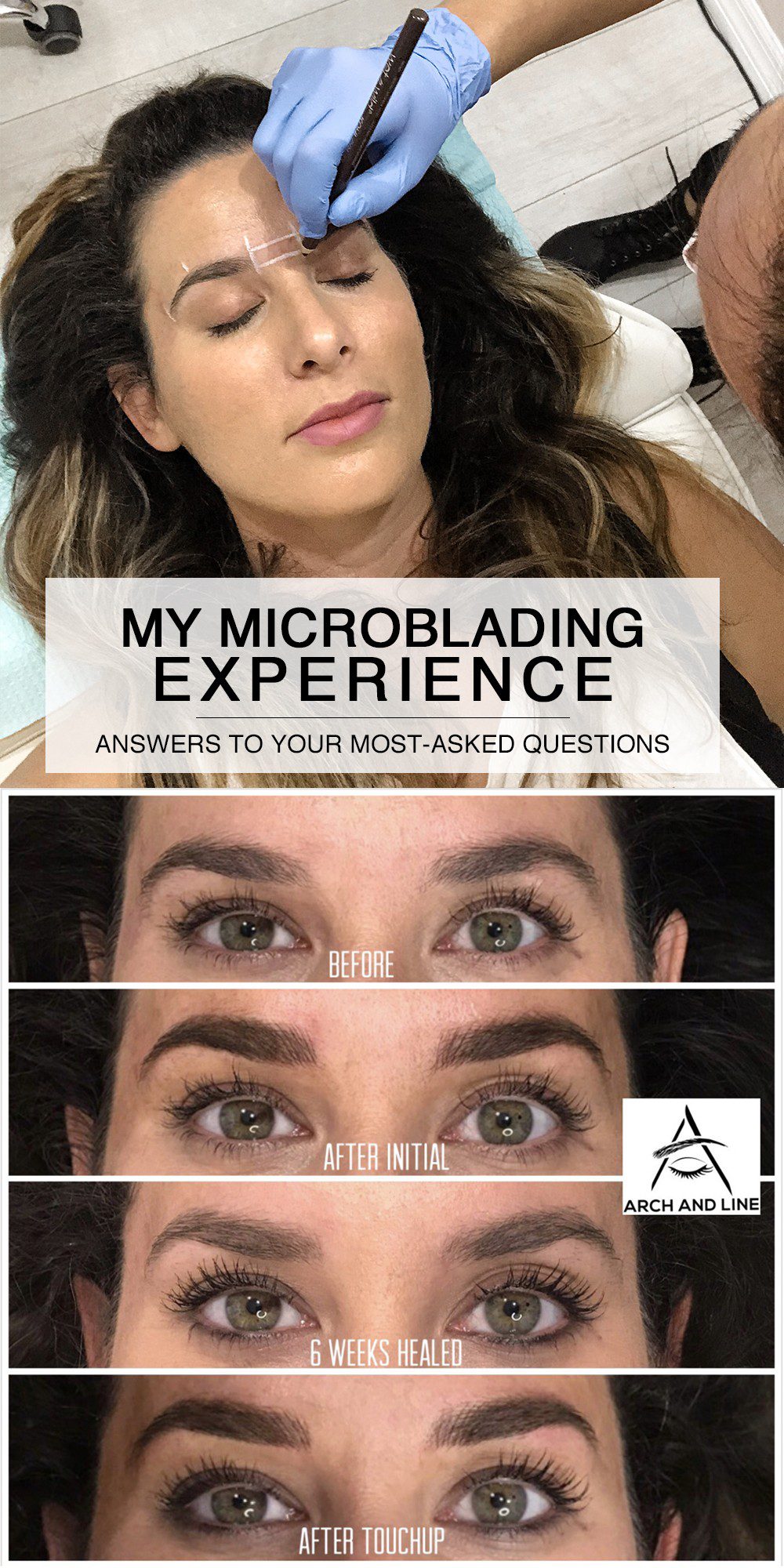 A step by step microblading guide through my own microblading experience, before and after pictures, and FAQ to help you on your own microblading journey!