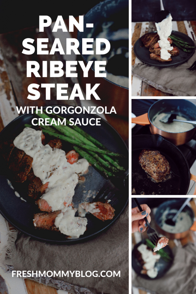 Pan-Seared Ribeye Steak and Gorgonzola Cream Sauce