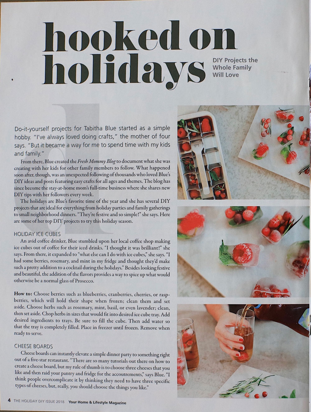 Holiday Ice Cubes feature from Tabitha Blue in Your Home & Lifestyle Magazine