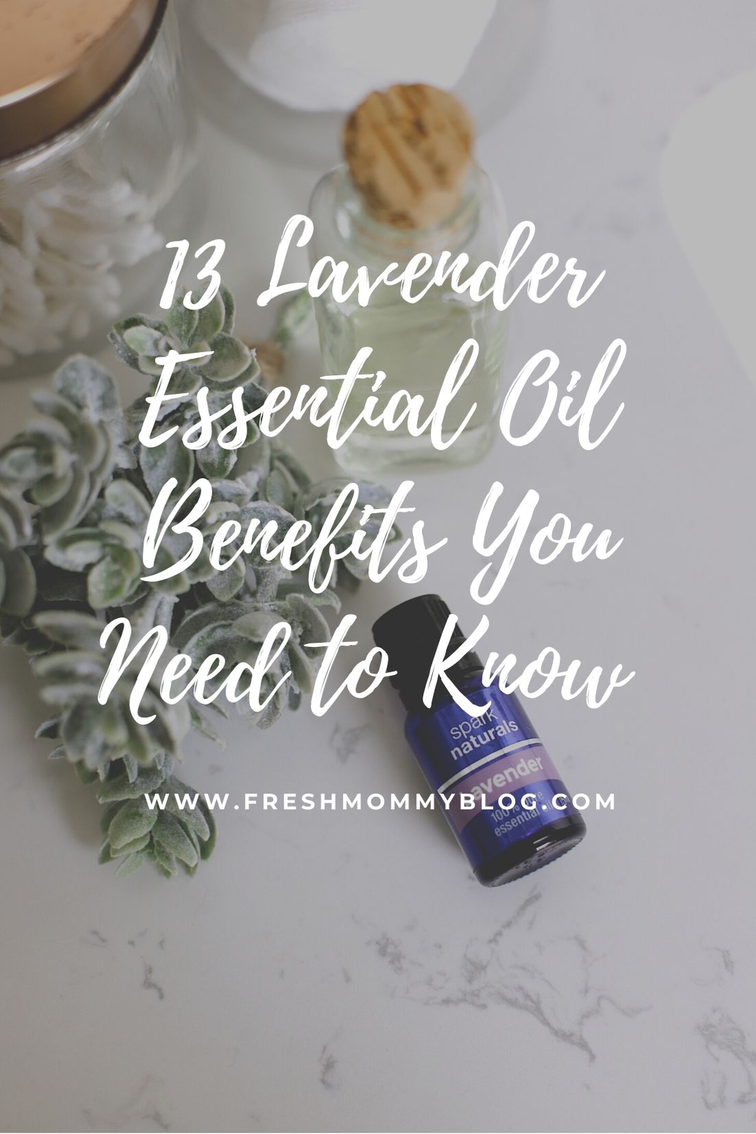 13 Spectacular Lavender Essential Oil Benefits You Need to Know About from Top US Lifestyle Blogger Tabitha Blue of Fresh Mommy Blog. | Lavender Essential Oil by popular Florida lifestyle blog, Fresh Mommy Blog: Pinterest image of Spark Naturals lavender essential oil. 
