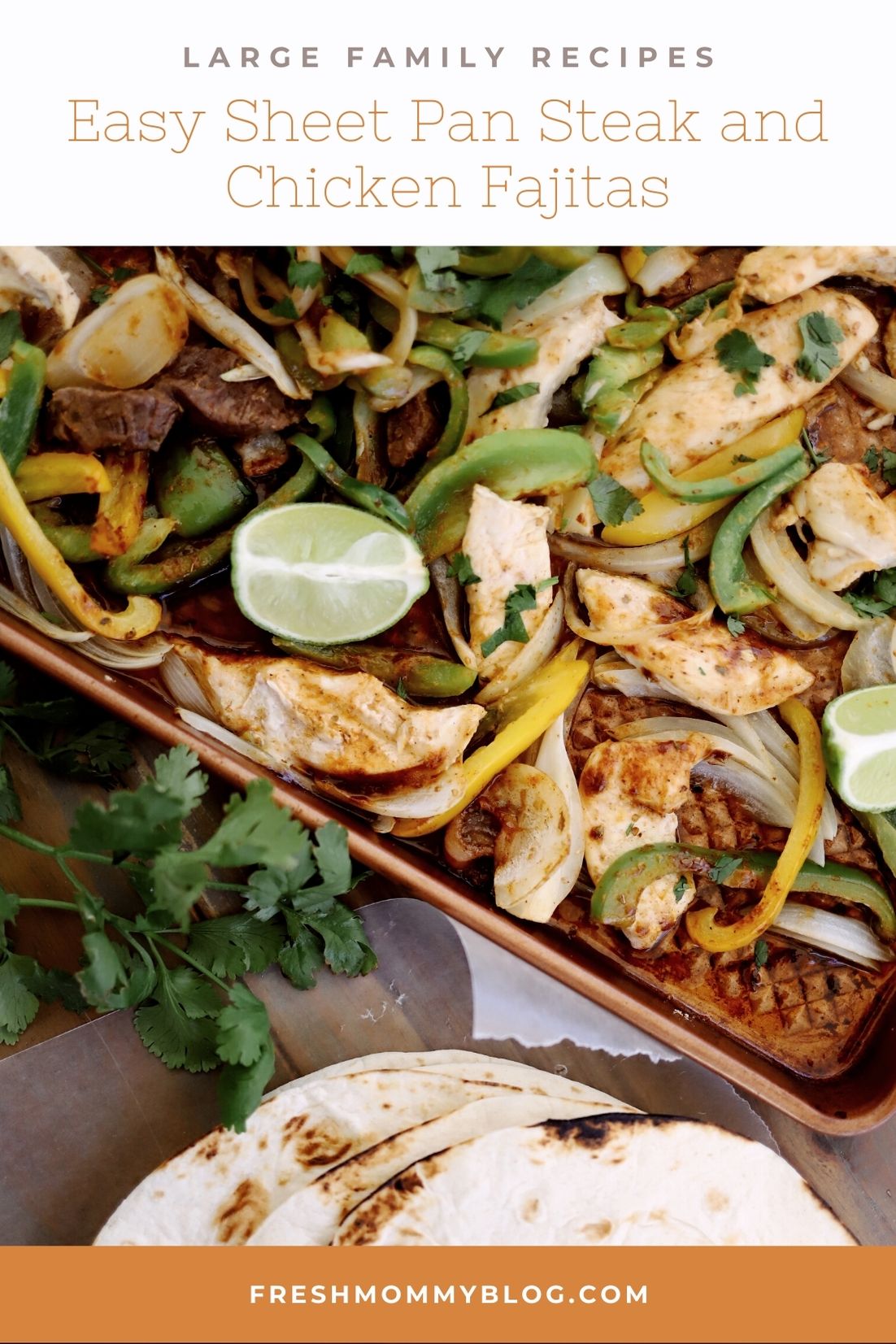 Steak and Chicken Fajitas: Sheet Pan Dinners for a Large Family from top US Lifestyle Blogger Tabitha Blue of Fresh Mommy Blog.