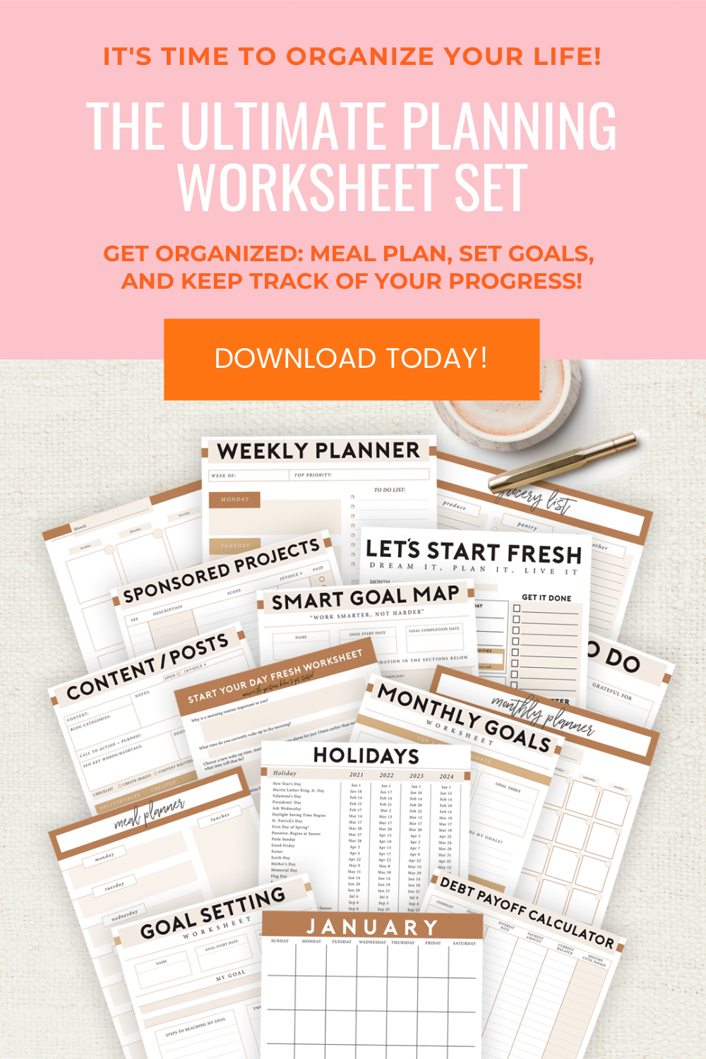 The Ultimate Planning Worksheet Set from Tabitha Blue of Fresh Mommy Blog