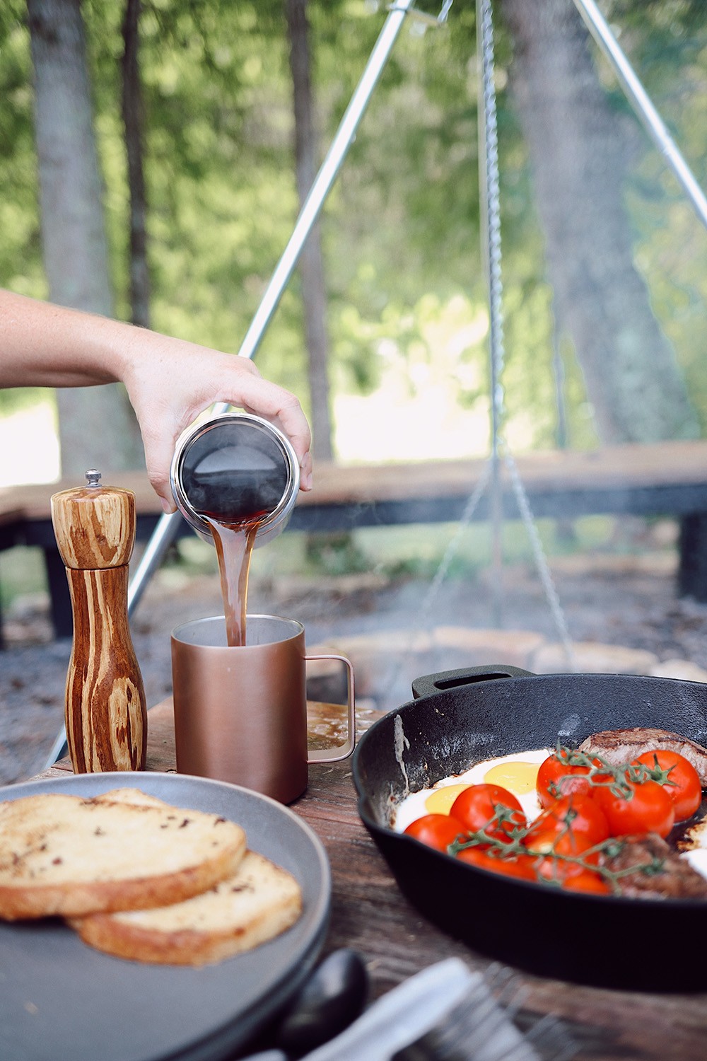 Over the Fire Cooking Steak and Eggs Breakfast for a Delicious Campfire Meal from top US lifestyle blogger Tabitha Blue of Fresh Mommy Blog