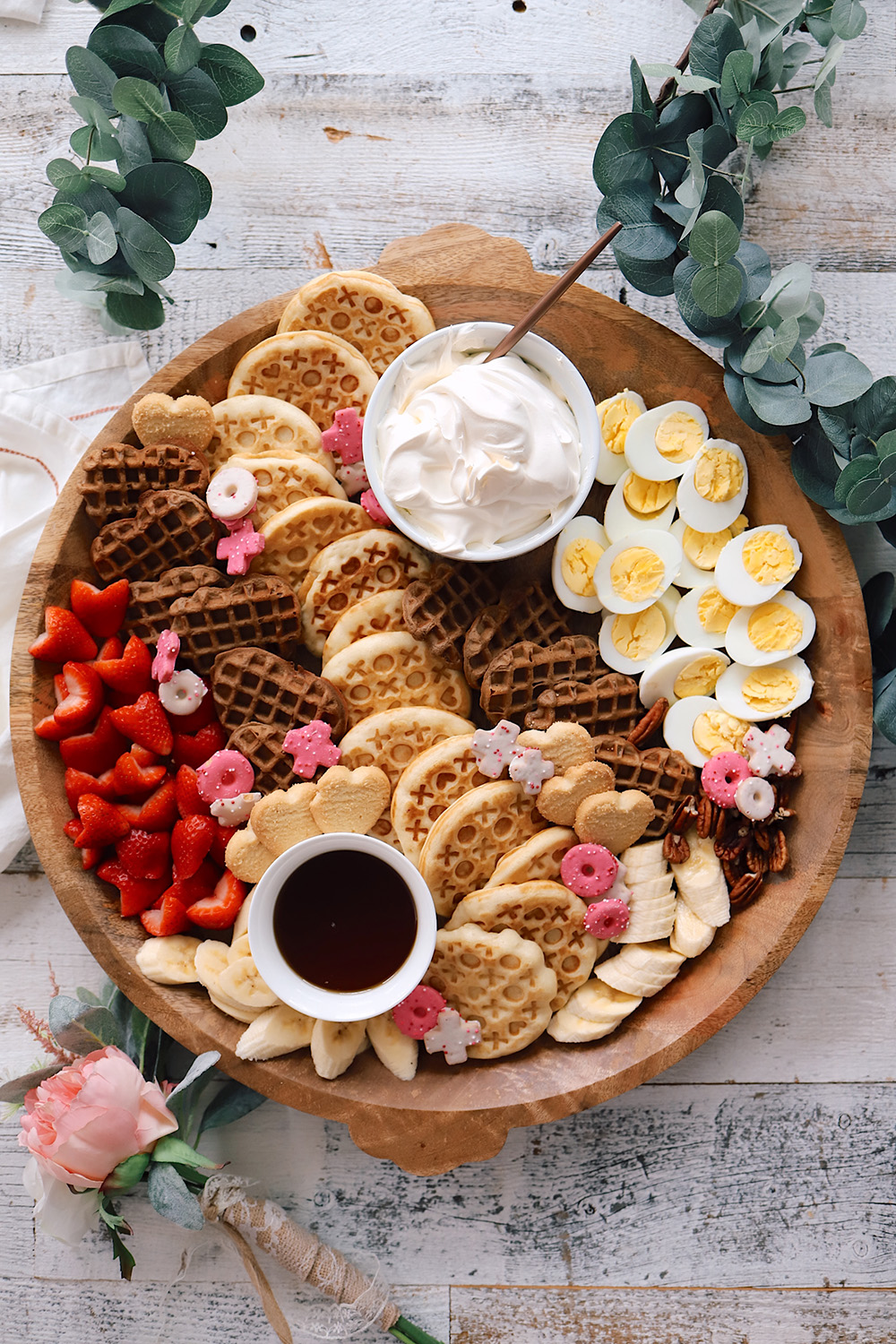 Valentine Breakfast Board with Chocolate Heart Waffles featured by top US lifestyle blogger, Tabitha Blue of Fresh Mommy Blog.