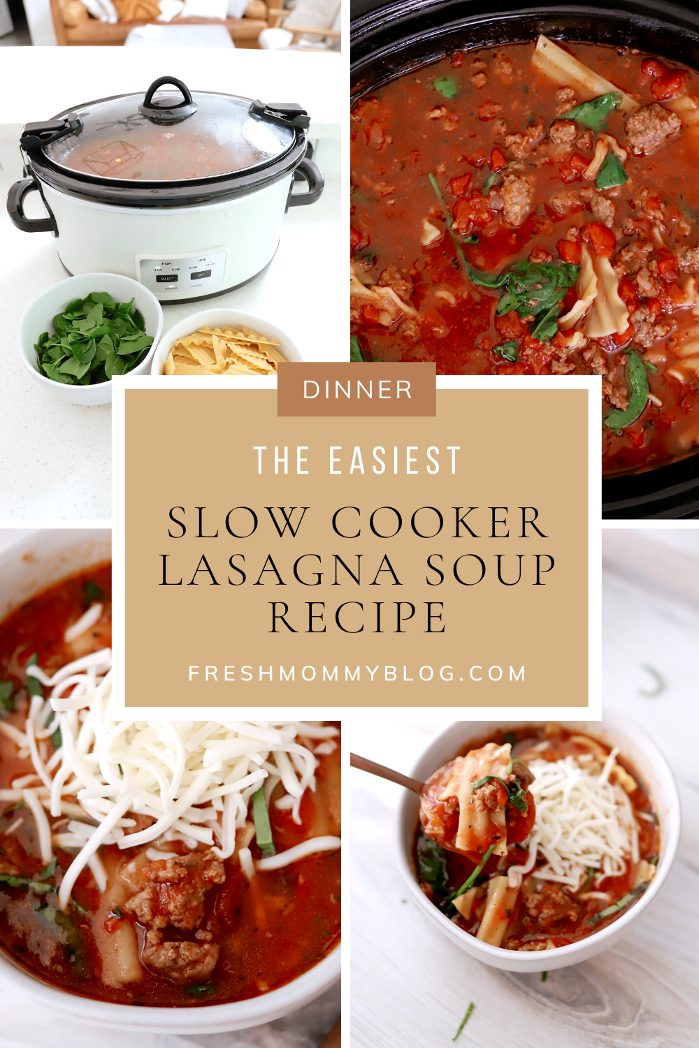 Slow Cooker Lasagna Soup Recipe featured by top US lifestyle blogger, Tabitha Blue of Fresh Mommy Blog