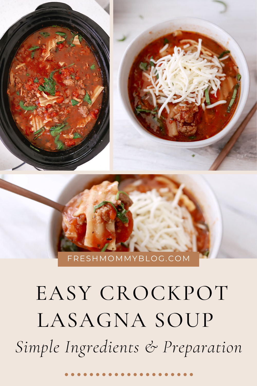 Slow Cooker Lasagna Soup Recipe featured by top US lifestyle blogger, Tabitha Blue of Fresh Mommy Blog