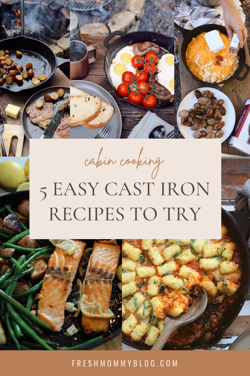 Cabin cooking with 5 delicious cast iron recipes to try on your next cabin trip! Feature by US lifestyle blogger Tabitha Blue of Fresh Mommy Blog.