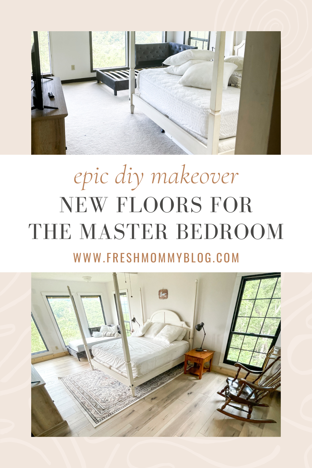 epic diy master bedroom makeover, new luxury vinyl plank floors