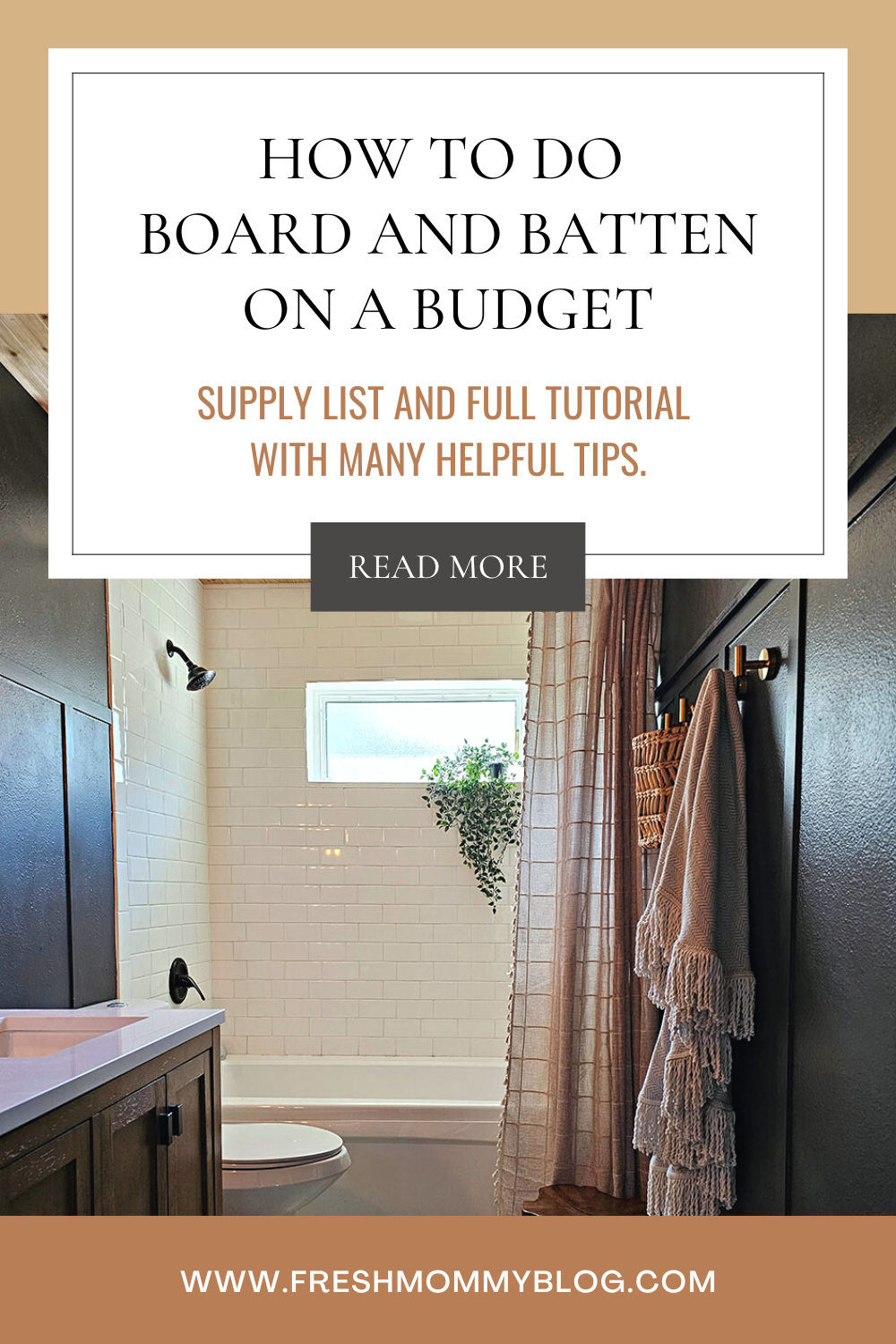 How to do board and batten on a budget. Supply list and full tutorial with many helpful tips.
