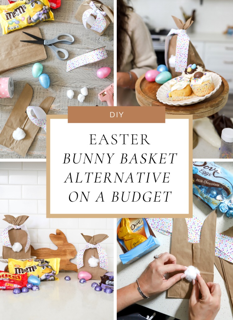 DIY Easter Gift Bag on a Budget - A Cute and Easy Easter Bunny Gift Basket Alternative to fill with your favorite Easter treats!
